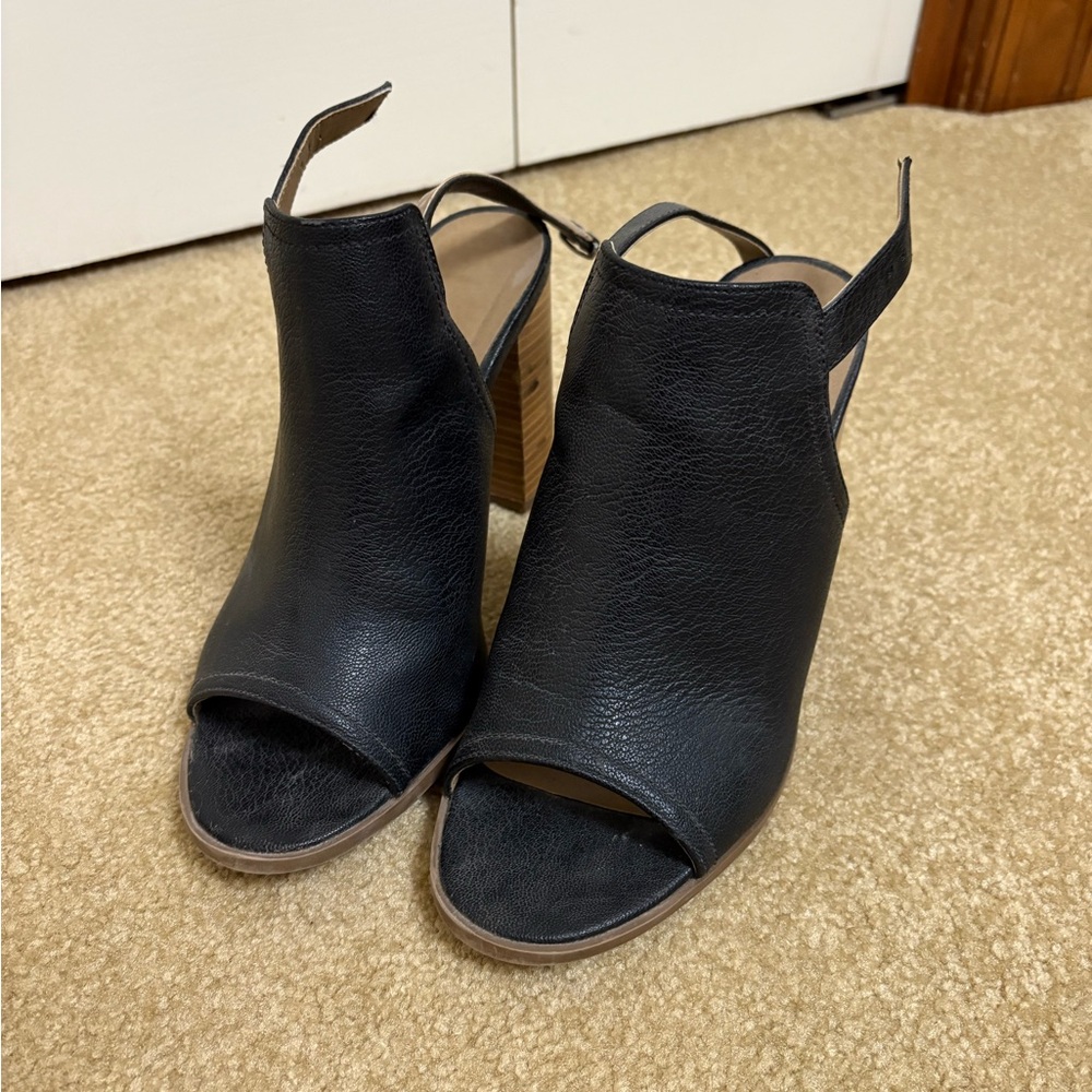 Covington Black Peep Toe Block Heel